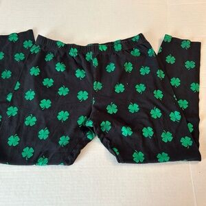 No Boundaries Black Leggings with Green Clover Design size XL (15-17)